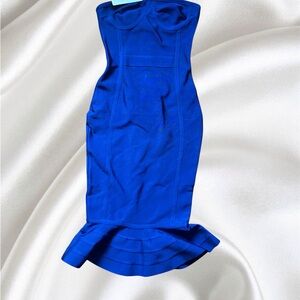 Elegant Blue Strapless Bodycon Bandage Dress